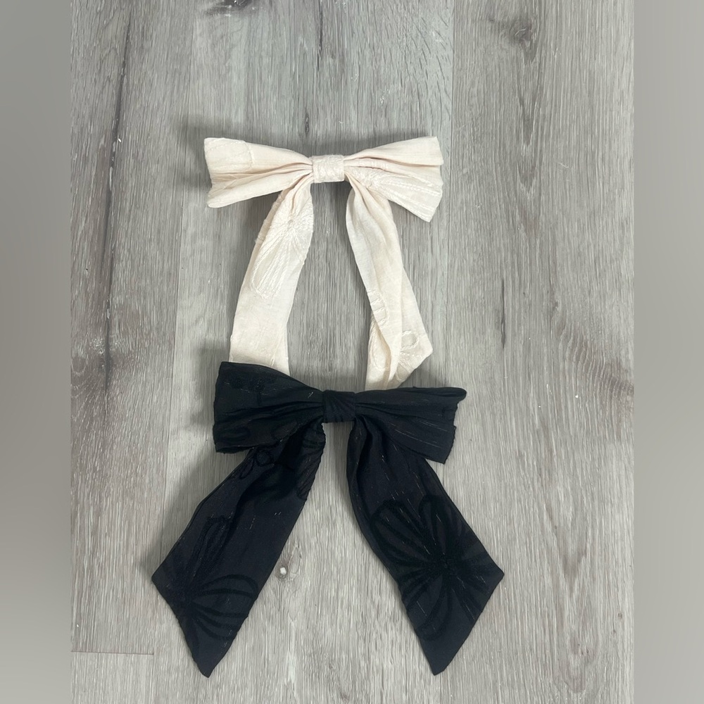 Chic Cream and Black Hair Bows for Kids